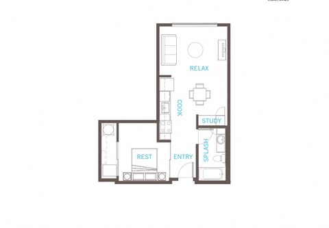 1 Bed 1 Bath Floor Plan 1 Bed 1 Bath Floor Plan at Vue 22 Apartments, Washington, 98007